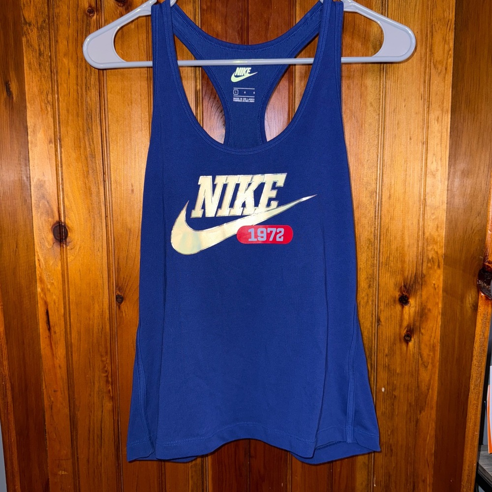Nike Tank Top‎ Women's Large Blue 1972 Sleeveless Athletic Racerback